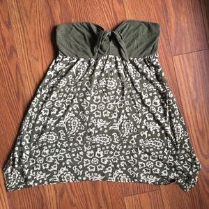 American Eagle Tube Top Peephole Knot Green Flowy
